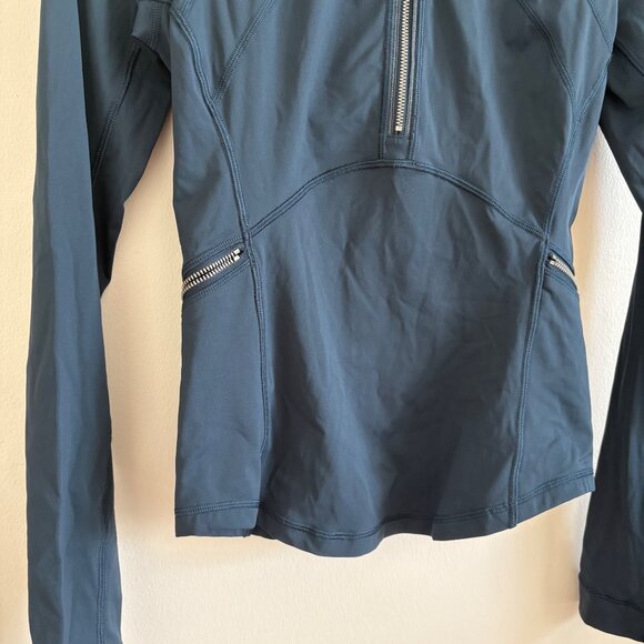 Lululemon Athletic Front Of The Pack 1/2 Zip Pullover Jacket Nocturnal Teal Sz 4 - Picture 4 of 9